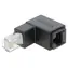DeLock adaptér RJ45 (M) pravoúhlý dolů - RJ45 (F) Cat.6 UTP černá / Adaptér / Cat6 UTP / pozlacené kontakty