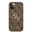 GUESS PU 4G Metal Logo Zadní Kryt pro Apple iPhone 12 & 12 Pro hnědá
