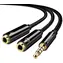 UGREEN Kabel 3.5mm Jack (M) - 2x 3.5mm Jack (F) 0.2m černá
