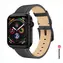 SWISSTEN Kožený řemínek pro Apple Watch 42/44/45/49mm černá / černá spona a černé poutko