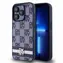 DKNY PU Leather Checkered Pattern and Stripe Zadní Kryt pro Apple iPhone 15 Pro Max modrá
