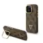 Guess PU 4G Strass Triangle Logo Stand Camera Frame MagSafe Zadní Kryt pro iPhone 16 Pro Max Brown