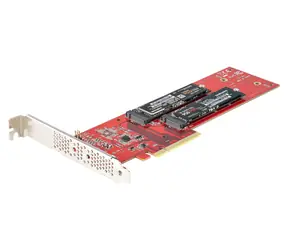 StarTech adaptérová karta PCIe na 2x M.2 NVMe SSD červená