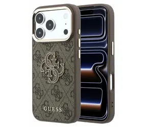 Guess PU 4G Resin Metal Logo pro iPhone 18 Pro Max hnědá