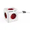 PowerCube Extended červená / Prodlužovací přívod 230V / 1,5 m / 5 zásuvek
