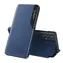 Hurtel Eco Leather View Case modrá / Pouzdro pro Samsung Galaxy A73 / s klopou a stojánkem / ekokůže