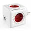 PowerCube rozbočovací zásuvka červená / 4 zásuvky / 2x USB port