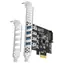 AXAGON PCEU-43RS, PCIe řadič, 4x USB 5Gbps, napájení z PCIe nebo SATA, Renesas PD720201, SP & LP