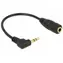 DeLock audio stereo kabel 2.5 mm samec pravoúhlý na 3.5 mm samice / 3 pin / 14 cm