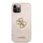GUESS PU 4G Metal Logo Zadní Kryt pro Apple iPhone 12 & 12 Pro růžová