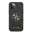 GUESS PU 4G Metal Logo Zadní Kryt pro Apple iPhone 12 & 12 Pro šedá