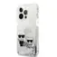 Karl Lagerfeld Liquid Glitter Karl and Choupette Zadní Kryt pro Apple iPhone 13 Pro stříbrná