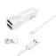 FIXED Set autonabíječky s 2xUSB výstupem a USB & Lightning kabelu 1m bílá / MFI certifikace / 15W Smart Rapid Charge 