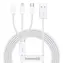 Baseus CAMLTYS-02 SUPERIOR 3v1 1.5m bílá / USB-C / MicroUSB / Lightinhg 