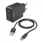 Hama USB nabíječka s kabelem černá / 1x USB-A / QC / 19.5W