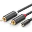 UGREEN AV102 Kabel 2x RCA (Cinch - M) - 3.5 mm jack (F) 0.25 m černá