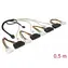 DeLock Kabel miniSAS HD SFF-8643 (M) - 4x SAS SFF-8482 (F) & 4x Molex (M) 0.5m 