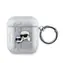 Karl Lagerfeld PU Embossed Karl and Choupette Heads Pouzdro pro Apple AirPods 1/2 stříbrná