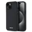 DKNY PU Leather Silver Metal Logo Magsafe Zadní Kryt pro Apple iPhone 13 černá