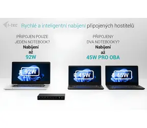 i-tec USB-C KVM Dual Display / Dokovací stanice / 3 hostitele / 2x HDMI / 5x USB-A / 1x USB-C / LAN / PD 92W
