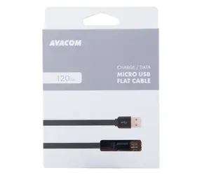 AVACOM MIC-120K černá / Kabel USB - Micro USB / plochý / 120cm