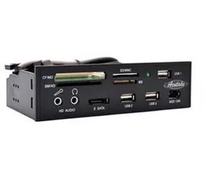 Acutake DarkMultiPanel 1 / Multifunkční frontpanel / 5,25" / čtečka karet All-in-1 / USB 2.0 hub / eSATA / FireWire