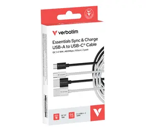 Verbatim Essentials Sync & Charge černá+bílá / Kabel / USB-A na USB-C / 18 W / 100 cm / 2 ks