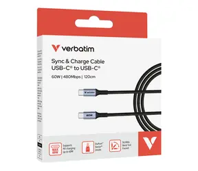 Verbatim Sync & Charge USB-C na USB-C černá / Kabel / 60W / 480 Mb/s / 120 cm