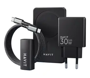 Havit Charging Kit černá / Nabíjecí sada / 5000 mAh / 2x USB-A / 1x USB 3.0 / 2x USB-C