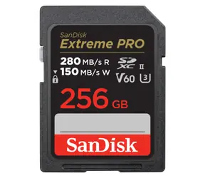 SanDisk SDSDXEP-256G SDXC 256 GB / Paměťová karta / Class 10 / UHS-II U3 / V60 / čtení: 280 MB/s / zápis: 100 MB/s