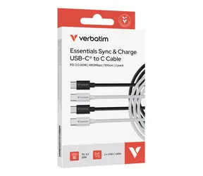 Verbatim Essentials Sync & Charge USB-C černá + bílá / Kabel / USB-C na USB-C / 60 W / 1 m / 2 ks