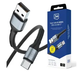 3mk Hyper Cable N-SERIES USB-A na USB-C černá / Kabel / 1 m / 9V/2A 18W / QC 3.0