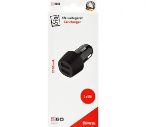 2GO černá / Autonabíječka / 2x USB-A / 12 W / 2 A