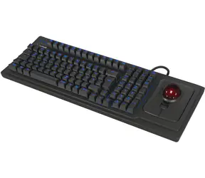 Keysonic KSK-8202ELU-T černá / Klávesnice s trackballem / Full-size / UK / Podsvícení