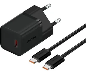 Baseus GaN5 30W černá / Rychlonabíječka / GaN / 1x USB-C / s kabelem USB-C 100W 1 m