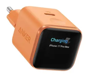 Anker Nano 45W Smart Display oranžová / Nabíječka do sítě / 1x USB-C / GaN / TÜV
