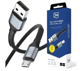 3mk Hyper Cable N-SERIES USB-A na Micro černá / Kabel / 1 m / 12W
