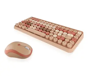 Keysonic KSKM-5200M-RF béžová / Klávesnice s myší / Mini / RF 2,4 GHz / německý layout / 86 kláves