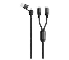 2GO DUO černá / Nabíjecí kabel / USB-A & USB-C na 2x USB-C / 1,2 m