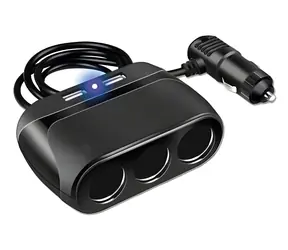2GO černá / Rozbočovač do zapalovače / 3x 12V / USB-A / USB-C / 120W