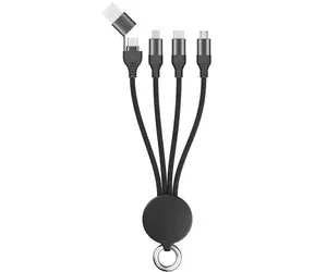 2GO 3in1 černá / Nabíjecí kabel / USB-A + USB-C na USB-C + Micro-USB + Lightning / 15 cm