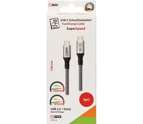 2GO 797512 černá / Datový kabel / USB-C / USB-C / 100 W / 1,2 m / USB 3.2 Gen 2