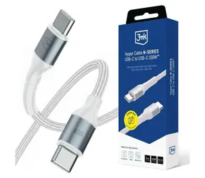 3mk Hyper Cable N-SERIES bílá / Nabíjecí kabel / USB-C na USB-C / 2 m / PD 100W / QC 3.0