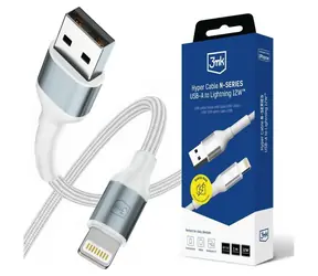3mk Hyper Cable N-SERIES USB-A na Lightning bílá / Kabel / 1 m / 5V/2.4A 12W