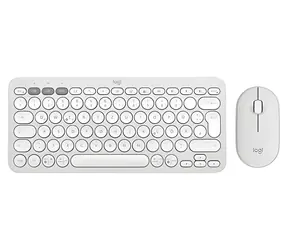Logitech Pebble 2 Combo bílá / Set klávesnice s myší / Bezdrátový / Bluetooth + Logi Bolt / tiché klávesy / multi-device