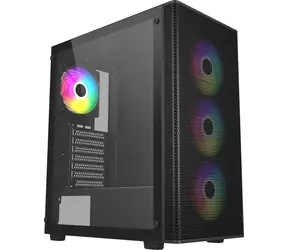 Fortron FSP M220 černá / Skříň ATX / průhledná bočnice / 4x ARGB 120mm / bez zdroje / 1x USB 3.0