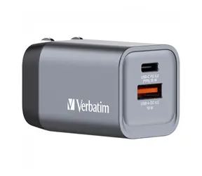 Verbatim GNC-35 černá / Cestovní adaptér / GaN / USB-C PD 35W / USB-A QC 3.0