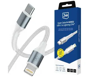 3mk Hyper Cable N-SERIES bílá / Datový kabel / USB-C na Lightning / 2 m / 27 W