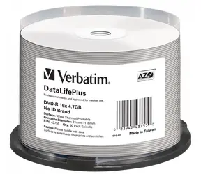 Verbatim DVD-R DataLifePlus Wide Thermal / Optické médium / 4,7 GB / 16x / no-ID / 50 pack Spindle