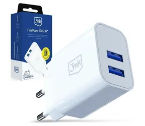 3mk FlowPower 10W bílá / Síťová nabíječka / 2x USB-A / 2.4A